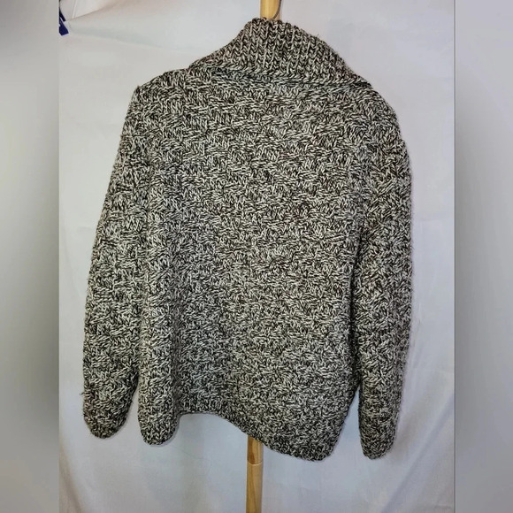 Vintage  Handmade Sweater Brown and White Knitted Zipper front - Picture 9 of 12